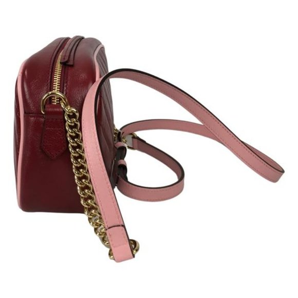 Gucci Women's Marmont Matelasse Leather GG Small Cross Body Bag Red Color DM - Picture 6 of 12